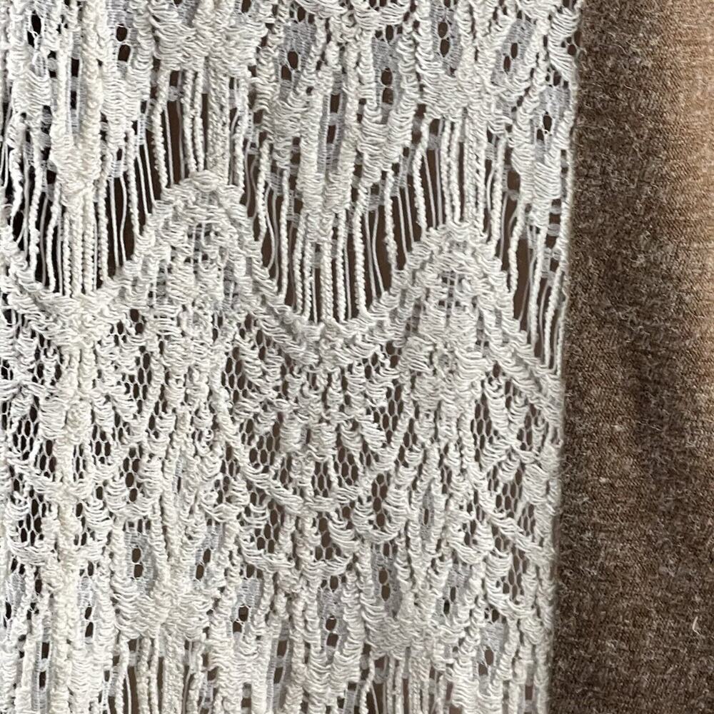 A’reve Anthropologie Lg V Neck Sleeveless Brown Tunic Lace Panel Mid Length - Picture 7 of 8